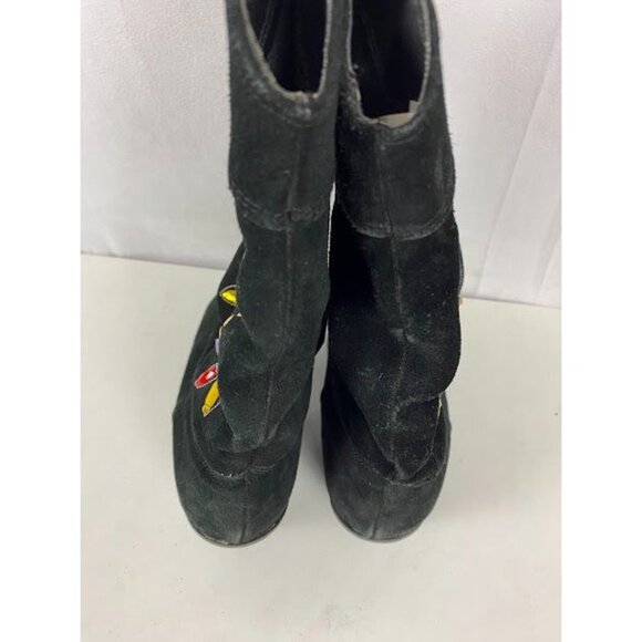 AJ Valenci Studded  80's Black Suede Cowboy Boots Women's 9M. - Picture 5 of 9